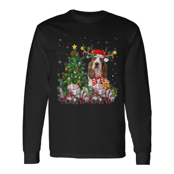 Basset Hound Dog Lover Matching Santa Christmas Tree  Men Women Long Sleeve T-shirt Graphic Print Unisex