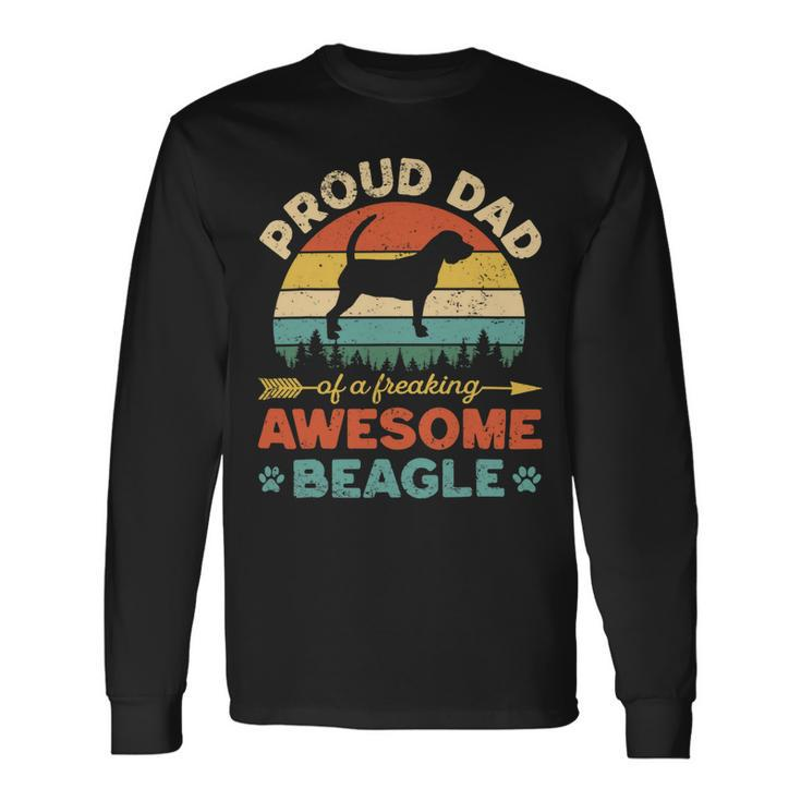Beagle Dog Proud Beagle Dad Vintage Retro Dog Dad Present 100 Beagles Long Sleeve T-Shirt Gifts ideas