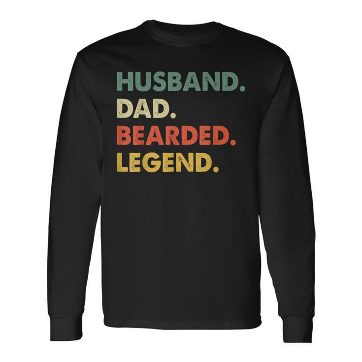 Bearded Men Husband Dad Bearded Legend Vintage Long Sleeve T-Shirt