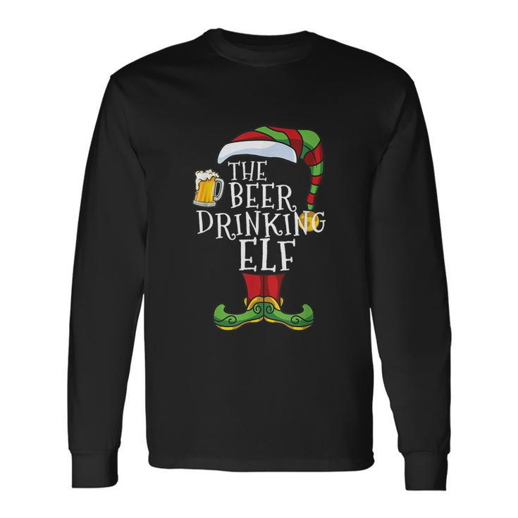 The Beer Drinking Elf Matching Christmas Pajama Long Sleeve T-Shirt