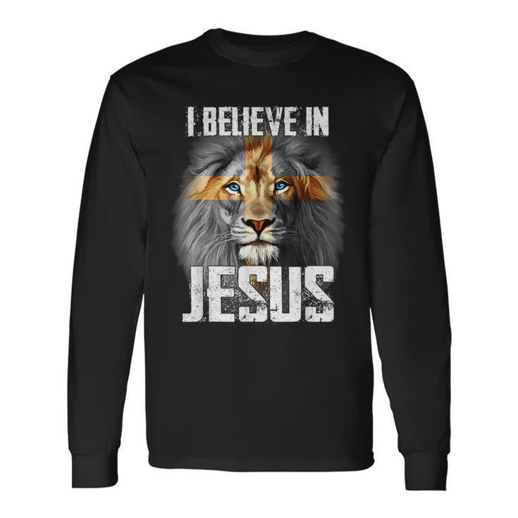 I Believe In Jesus Lion Christian God Long Sleeve T-Shirt