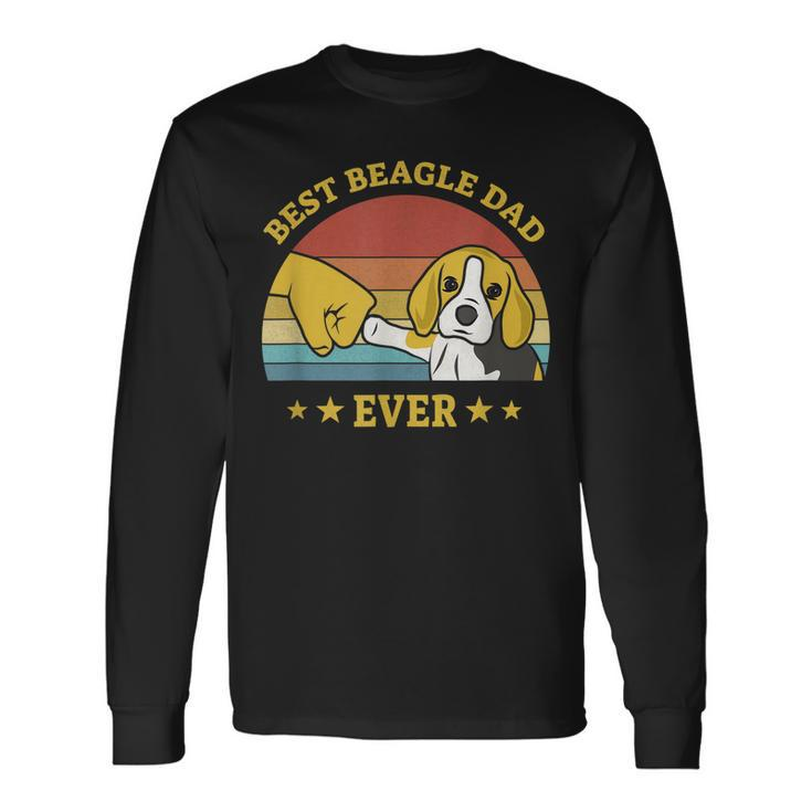 Best Beagle Dad Ever Proud Vintage Beagle Puppy Lover Long Sleeve T-Shirt