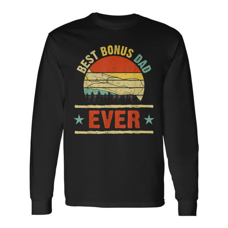 Best Bonus Dad Ever Vintage Sunset Fathers Day Long Sleeve T-Shirt T-Shirt