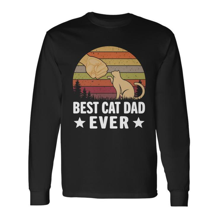 Best Cat Dad Ever Cute Retro Long Sleeve T-Shirt