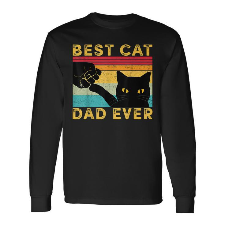 Best Cat Dad Ever Funny Cat Daddy Fist Bump Fathers Day  Men Women Long Sleeve T-shirt Graphic Print Unisex