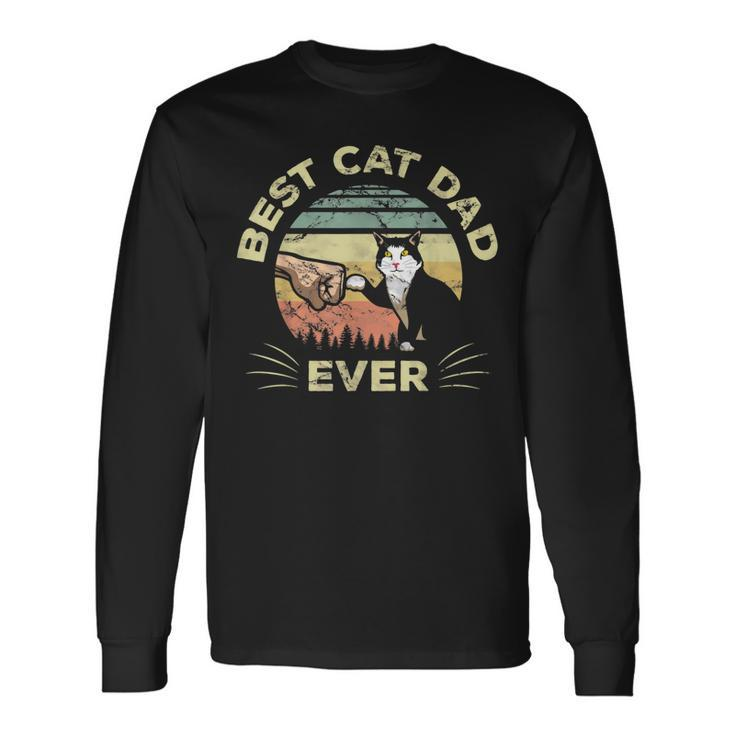 Best Cat Dad Ever Kitten Fist Bump Cute Pet Owner Father Long Sleeve T-Shirt T-Shirt