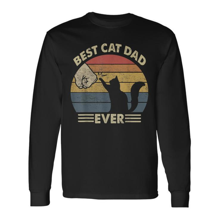 Best Cat Dad Ever Kitten Lover Vintage Long Sleeve T-Shirt