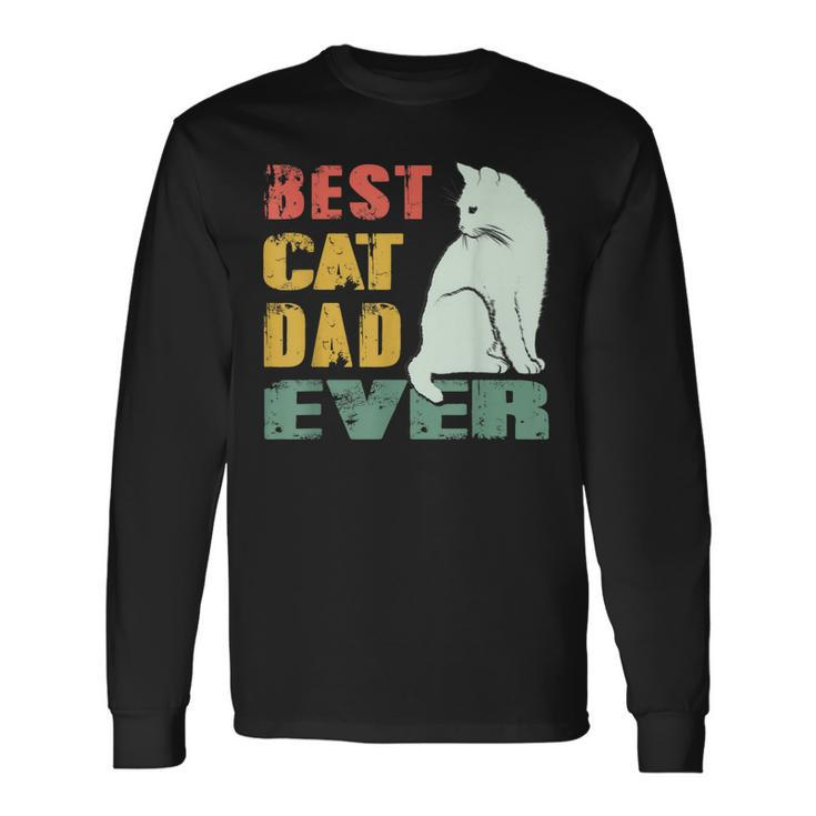Best Cat Dad Ever Vintage Cat Daddy For Father Day Long Sleeve T-Shirt T-Shirt