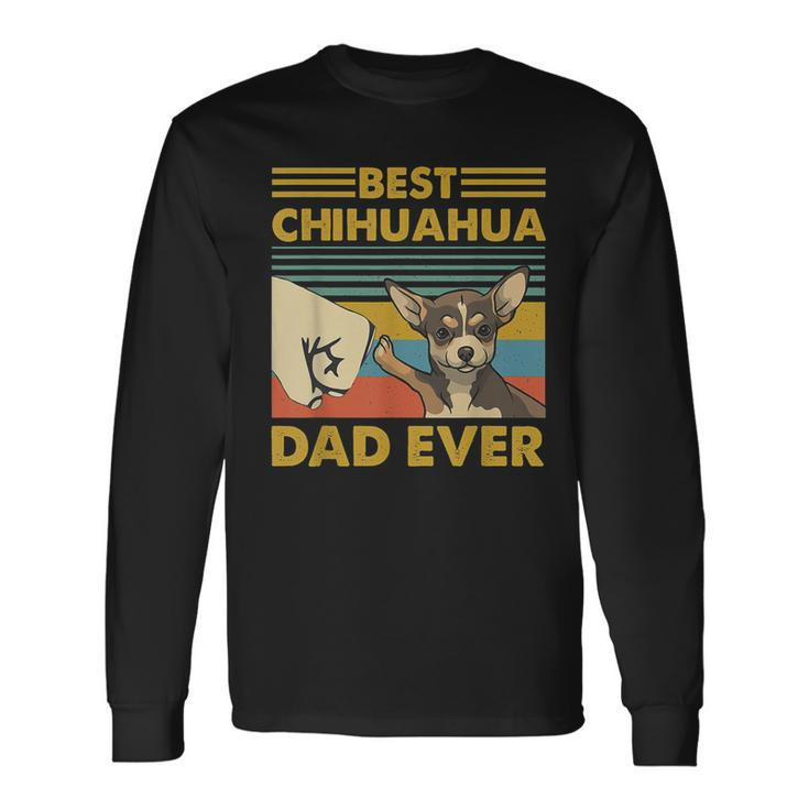 Best Chihuahua Dad Ever Retro Vintage Sunset Long Sleeve T-Shirt T-Shirt
