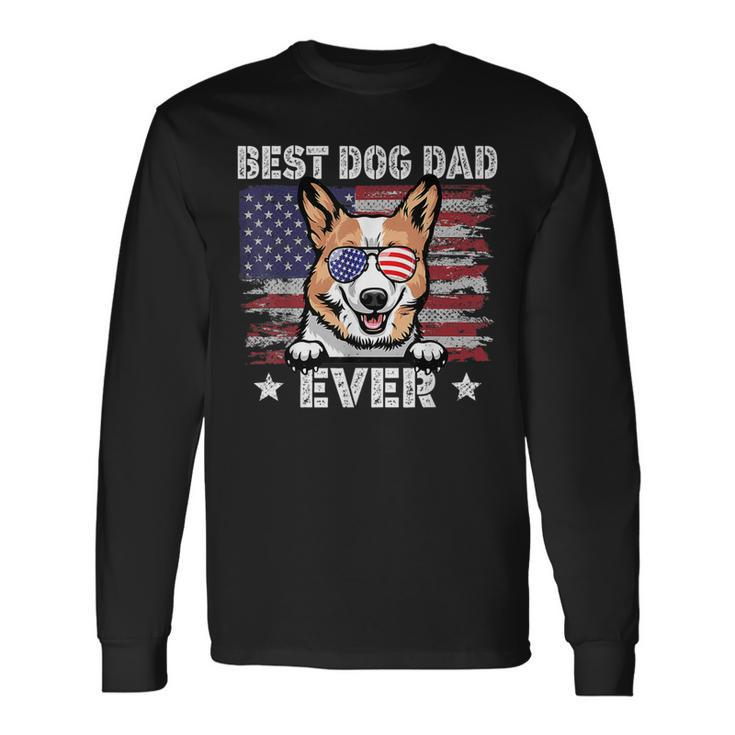 Best Corgi Dad Ever American Flag Fathers Day Long Sleeve T-Shirt T-Shirt