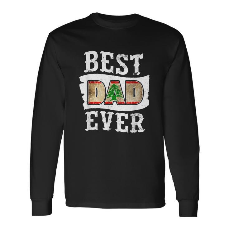 Best Dad Ever Fathers Day Lebanese Flag Lebanon Long Sleeve T-Shirt T-Shirt