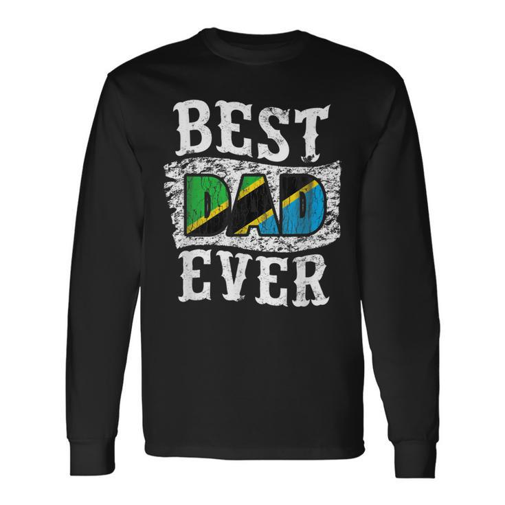 Best Dad Ever Fathers Day Tanzania Flag Long Sleeve T-Shirt T-Shirt