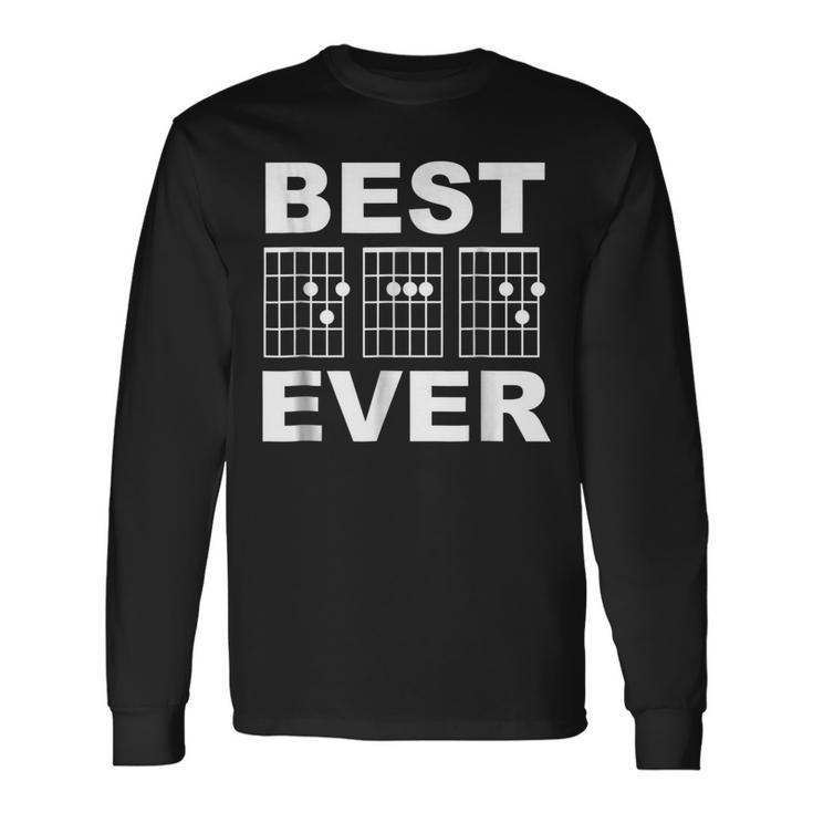 Best Dad Ever Guitar Chords For Musician Father Long Sleeve T-Shirt T-Shirt