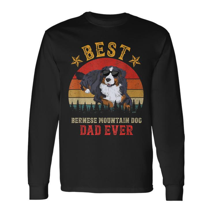 Best Dog Bernese Mountain Dad Ever Men Vintage Berner Dad Long Sleeve T-Shirt
