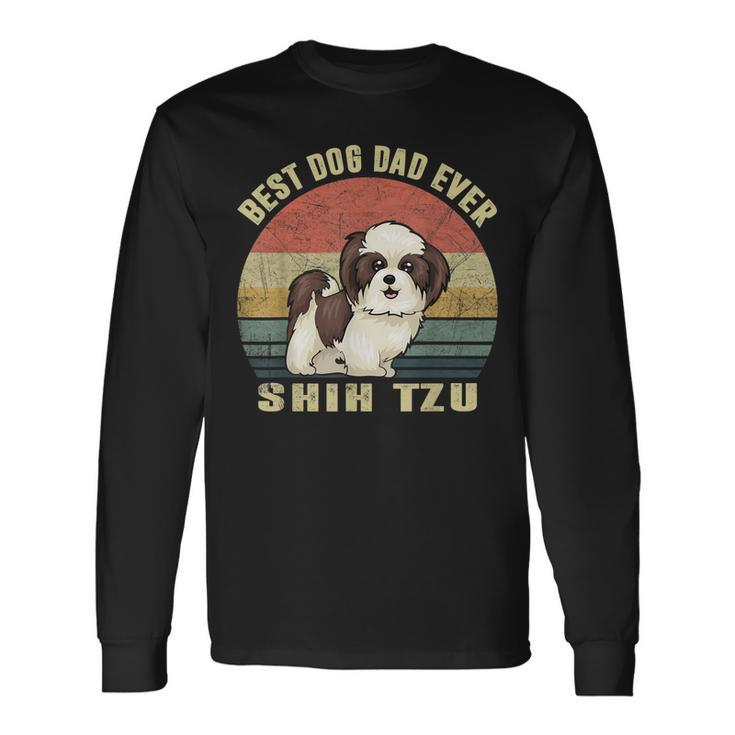 Best Dog Dad Ever Retro Vintage Shih Tzu Dog Lover Long Sleeve T-Shirt T-Shirt