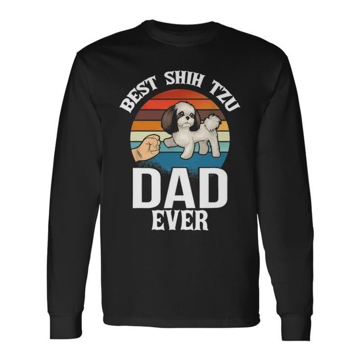 Best Dog Dad Ever Shih Tzu Retro Vintage Long Sleeve T-Shirt