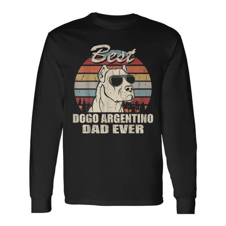 Best Dogo Argentino Dad Ever Vintage Retro Dog Dad Long Sleeve T-Shirt