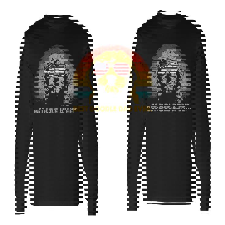 Best Doodle Dad Ever Usa Flag Retro Goldendoodle Lover Long Sleeve T-Shirt T-Shirt