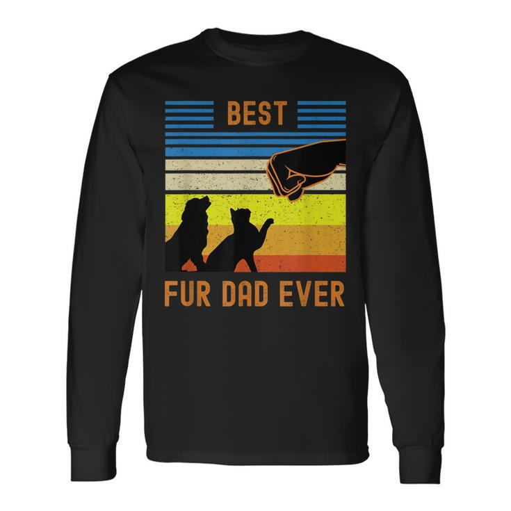 Best Fur Dad Ever Vintage Retro Dog And Cat Owner V2 Long Sleeve T-Shirt Gifts ideas