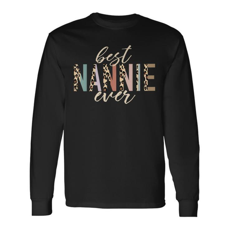 Best Nannie Ever Leopard Print Long Sleeve T-Shirt