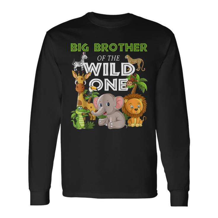 Big Brother Of The Wild One Zoo Birthday 1St Safari Jungle Long Sleeve T-Shirt