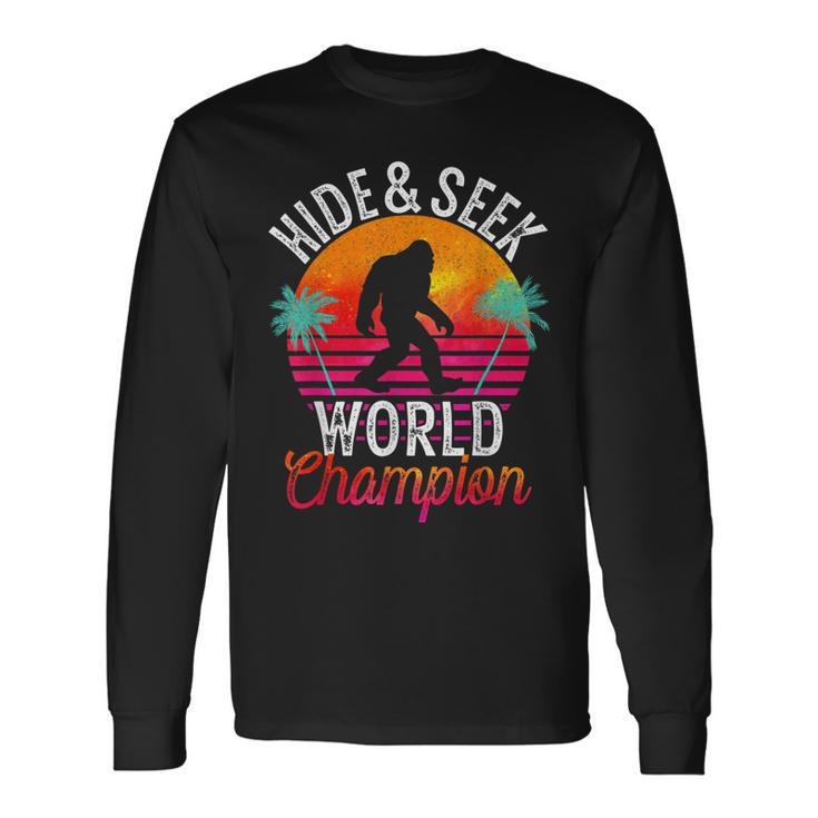 Bigfoot Hide And Seek World Champion Sasquatch Retro Vintage Long Sleeve T-Shirt T-Shirt