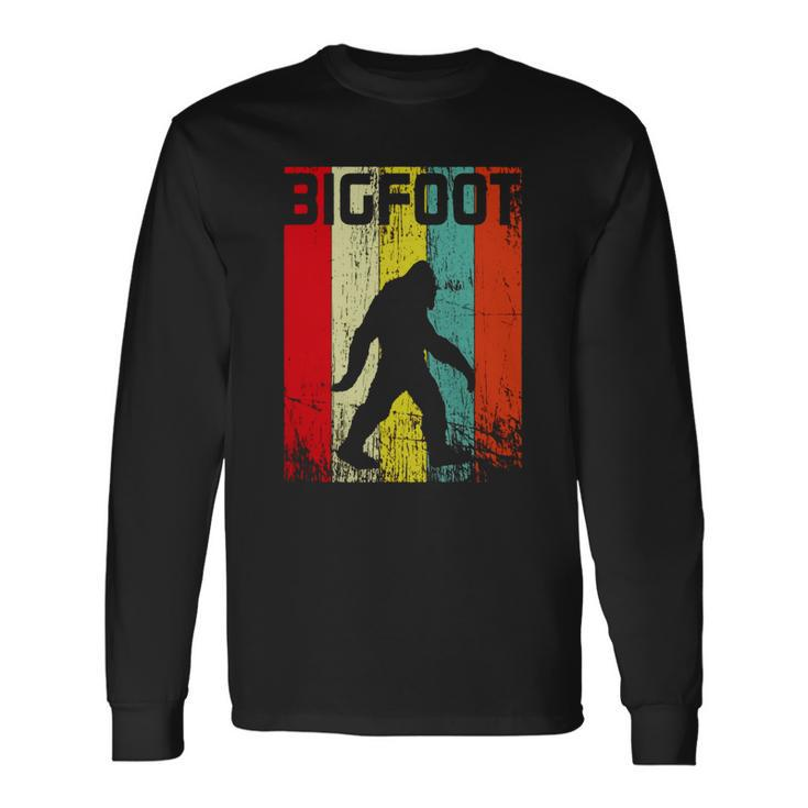 Bigfoot Vintage Retro Vintage Sasquatch Bigfoot Men Women Long Sleeve T-Shirt T-shirt Graphic Print
