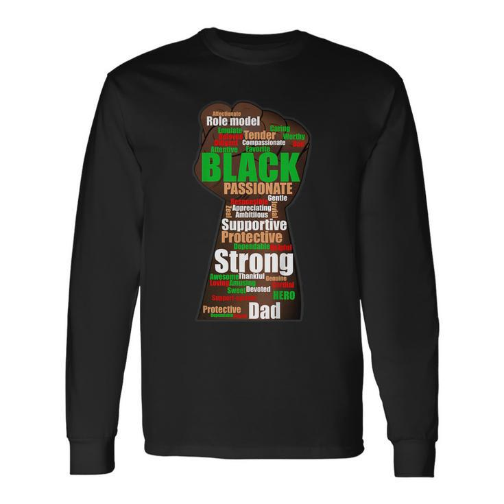 Black Dad Wordcloud Art Fathers Day Tshirt African American Long Sleeve T-Shirt T-Shirt