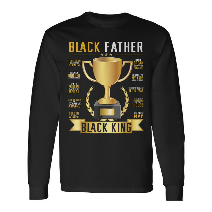 Black Father King Trophy Cup Afro Black Dad Fathers Day Long Sleeve T-Shirt T-Shirt