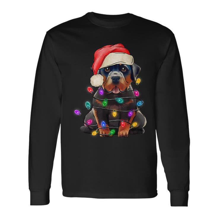 Black Lab Labrador Christmas Tree Light Pajama Dog Xmas  Men Women Long Sleeve T-shirt Graphic Print Unisex
