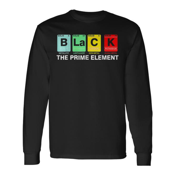 Black The Prime Element Black History Month Periodic Table Long Sleeve T-Shirt