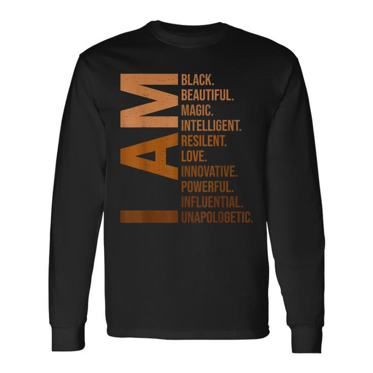 I Am Black Woman Blm Melanin Educated Black History Month V2 Long Sleeve T-Shirt