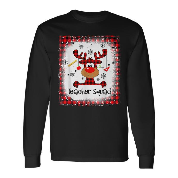 Bleached Teacher Squad Reindeer Teacher Christmas Xmas V28 Men Women Long Sleeve T-Shirt T-shirt Graphic Print