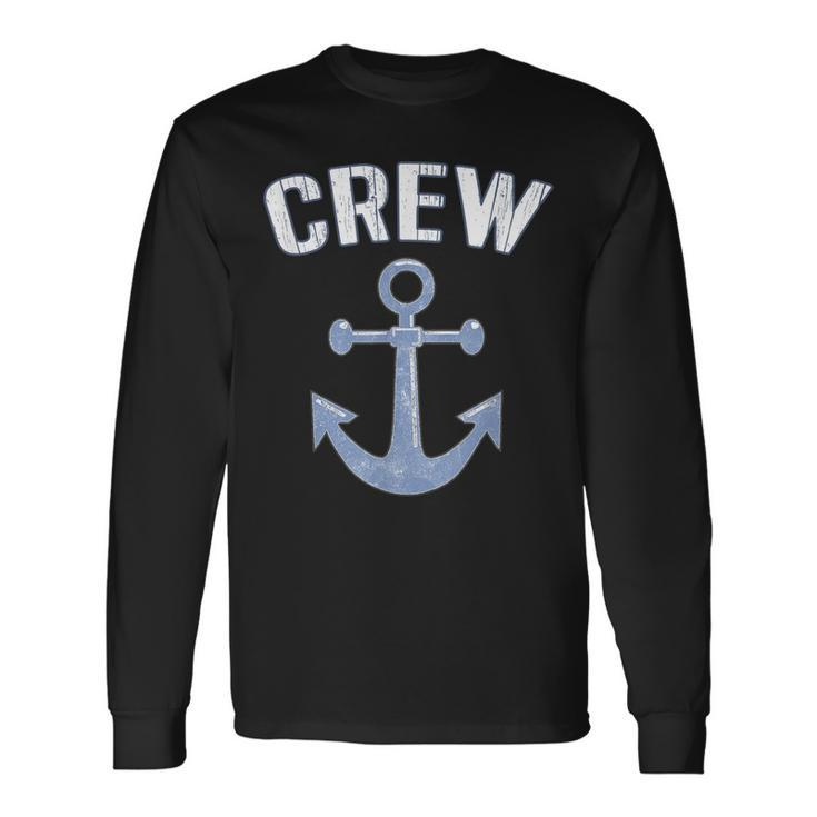Boating Captain Crew Pontoon Nautical Sailing Anchor Long Sleeve T-Shirt