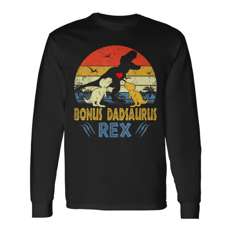 Bonus Dad Saurus Rex Dinosaur Dad 2 Matching Long Sleeve T-Shirt T-Shirt