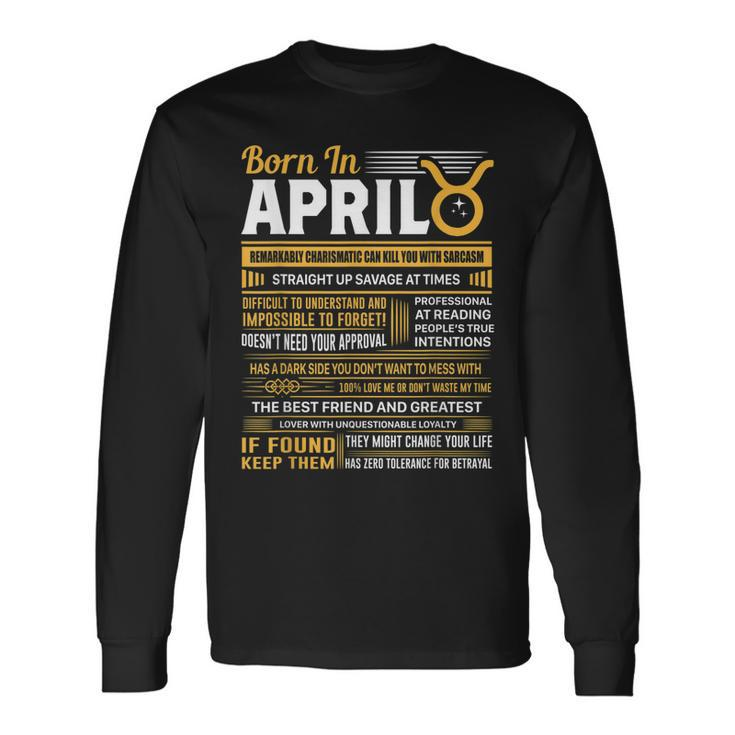 Born In April Taurus Birthday Long Sleeve T-Shirt T-Shirt