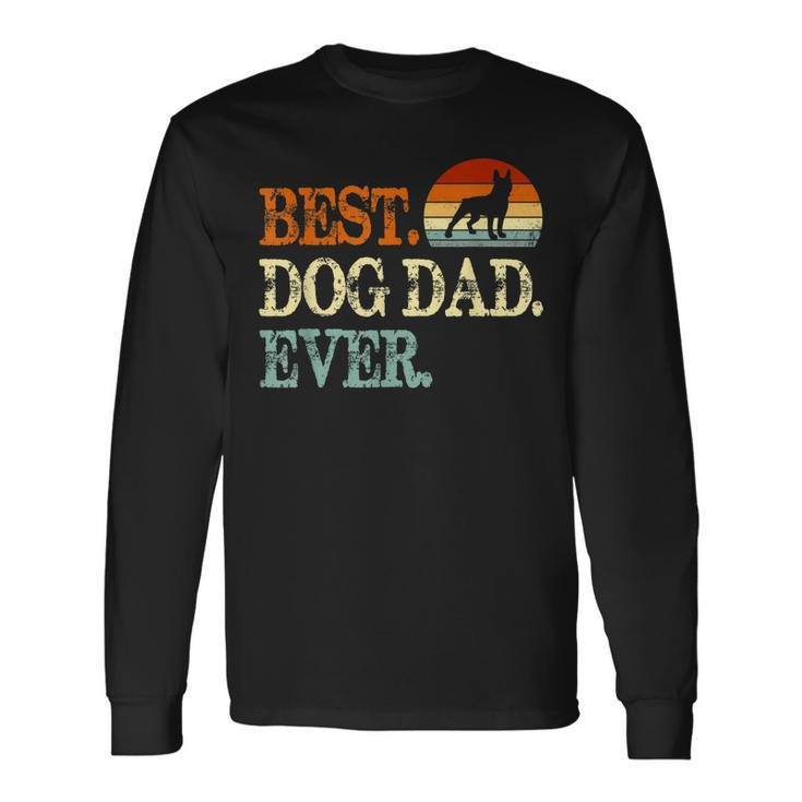Boston Terrier Best Dog Dad Ever Retro Vintage Long Sleeve T-Shirt T-Shirt