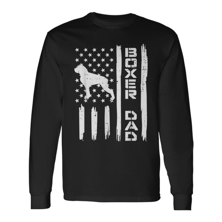 Boxer Dad Us Flag Vintage Patriotic Dog Lover Owner Men Long Sleeve T-Shirt Gifts ideas