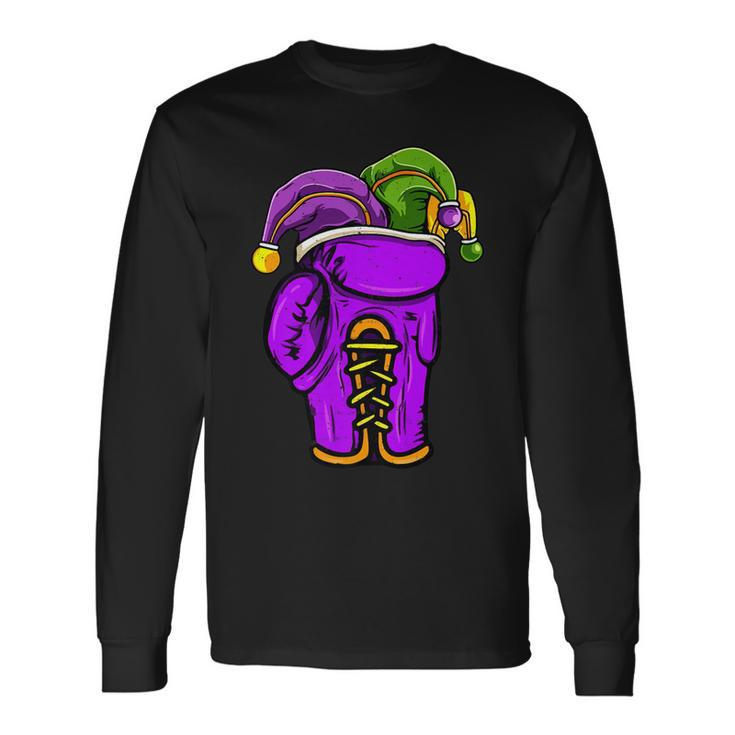 Boxing Sports Lover Mardi Gras Carnival Party Jester Long Sleeve T-Shirt