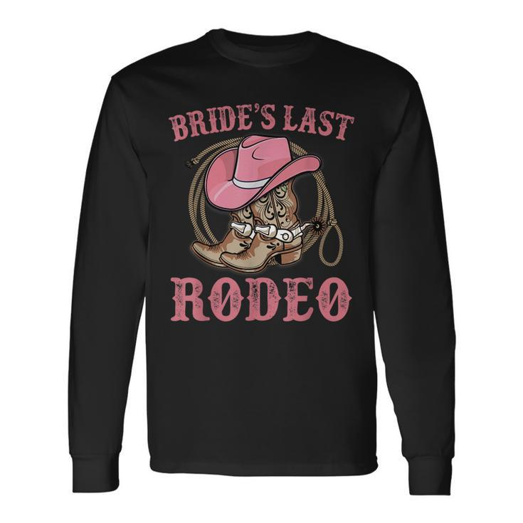 Brides Last Rodeo Cowgirl Hat Bachelorette Party Bridal Long Sleeve T-Shirt T-Shirt