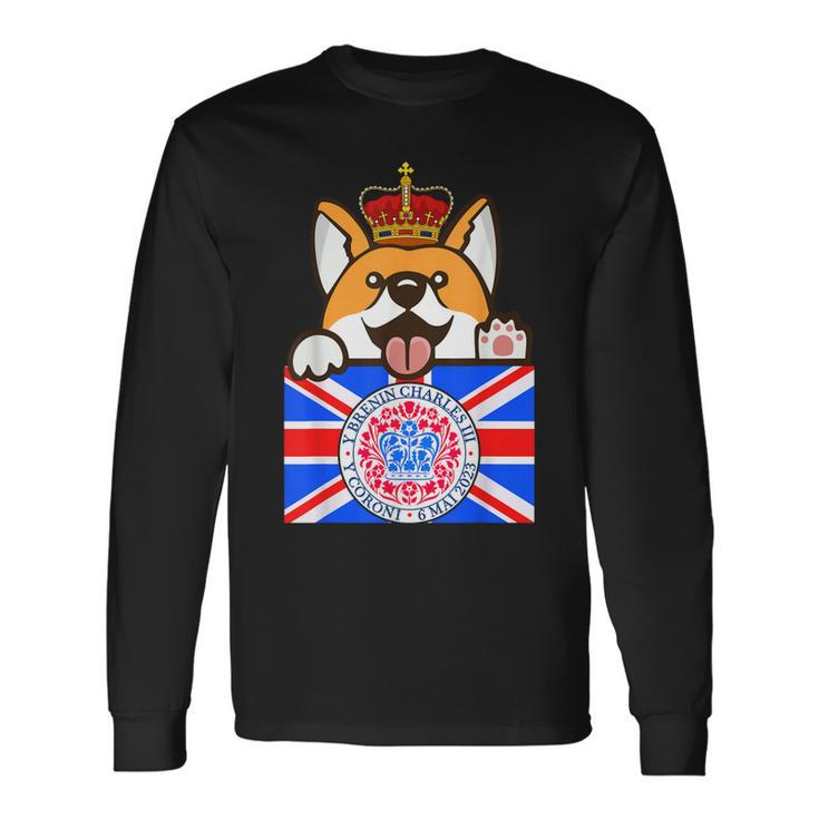 British Flag King Charles Coronation Union Jack Corgi Long Sleeve T-Shirt T-Shirt