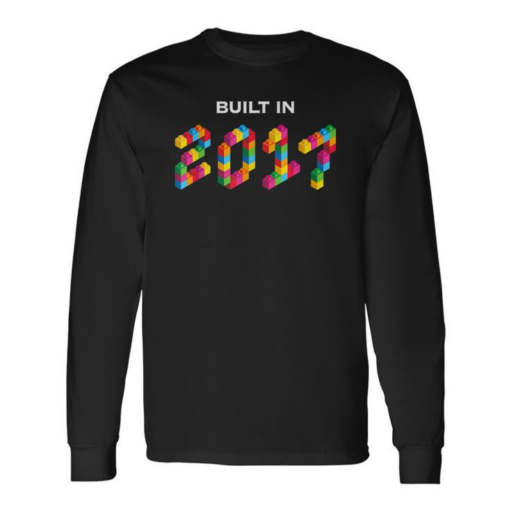 Built In 2017 5 Year Old Building Blocks Bricks 5Th Birthday Men Women Long Sleeve T-Shirt T-shirt Graphic Print