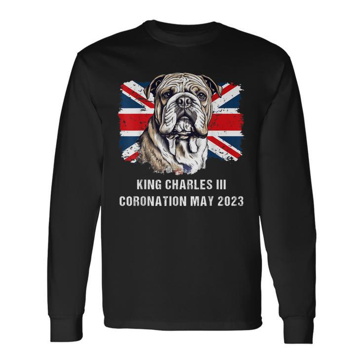 Bulldog Union Jack King Charles Coronation Long Sleeve T-Shirt T-Shirt