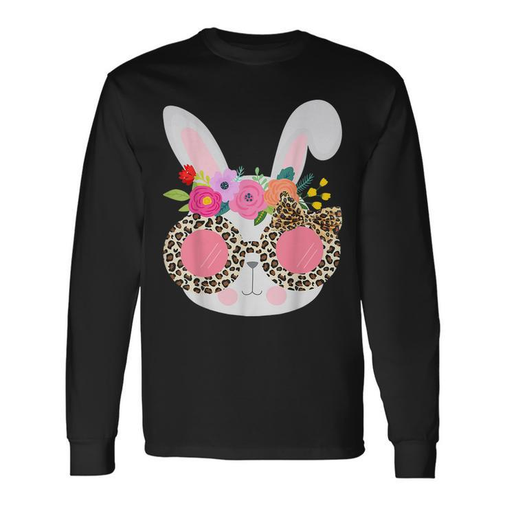 Bunny Face Leopart Print Easter Basket Stuffer For N Girl Long Sleeve T-Shirt