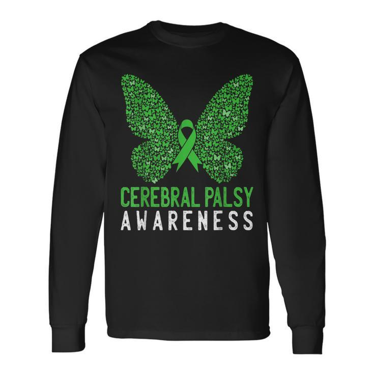 Butterfly Cerebral Palsy Awareness Cp Green Ribbon Support Long Sleeve T-Shirt T-Shirt