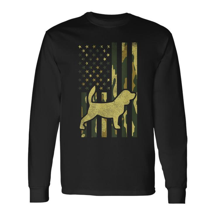 Camo Flag Beagle Vintage Animal Pet Hound Dog Patriotic Gift  Men Women Long Sleeve T-shirt Graphic Print Unisex