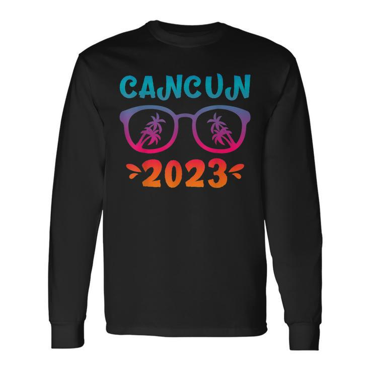 Cancun 2023 Vacation Vintage Matching Cool Glasses Souvenir Long Sleeve T-Shirt T-Shirt