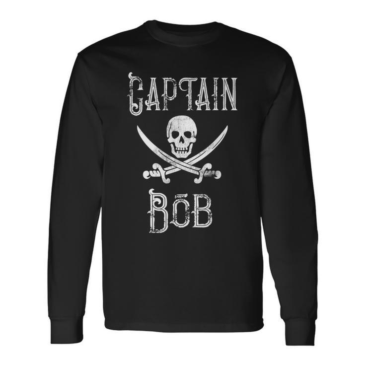 Captain Bob Vintage Personalized Pirate Boating Long Sleeve T-Shirt