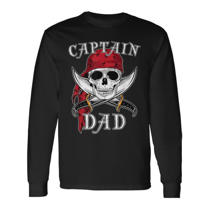 Captain Dad Skeleton Halloween Long Sleeve T-Shirt T-Shirt
