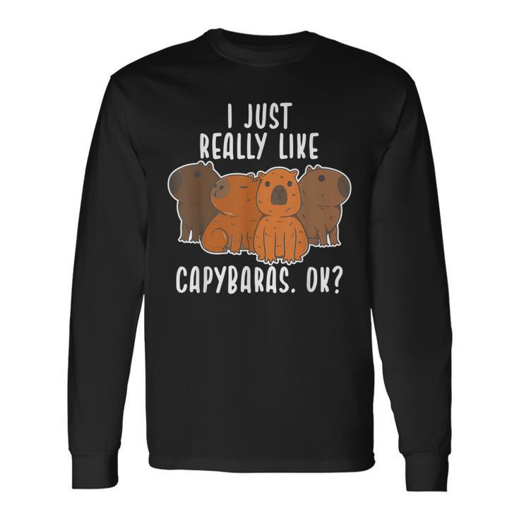 Capybara I Just Really Like Capybaras OkCute Animal Long Sleeve T-Shirt T-Shirt